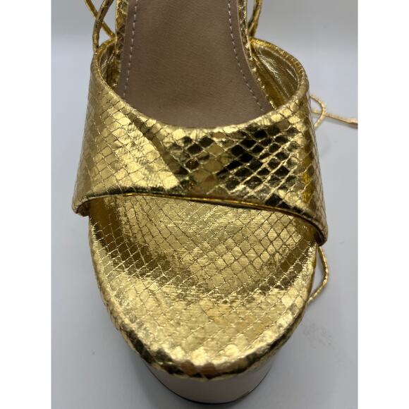 EGO Gelato Lace Up Platform Heels in Gold - Picture 3 of 12